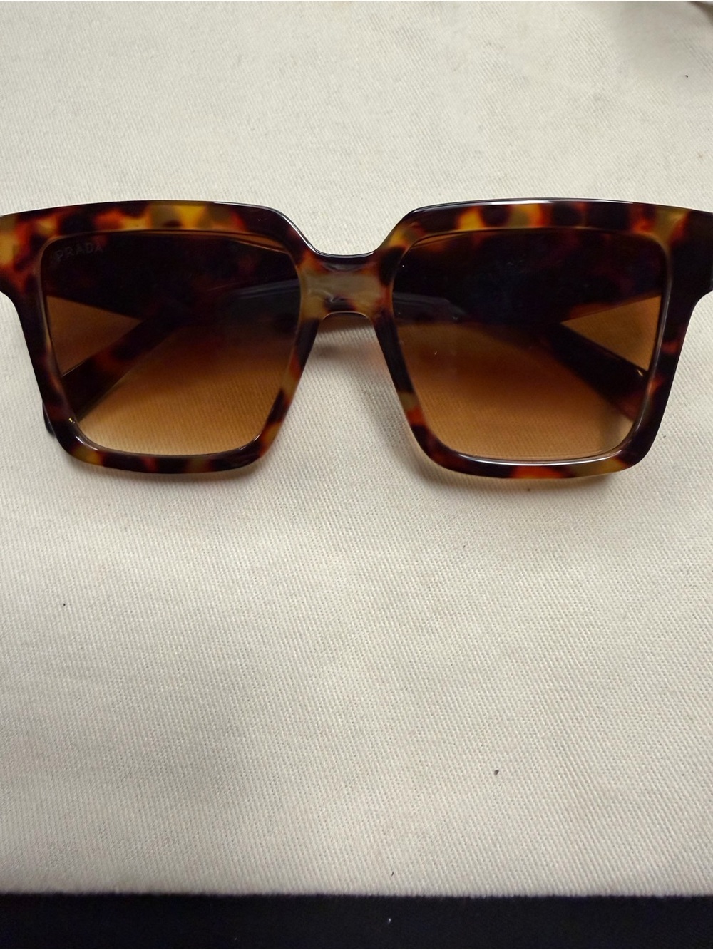 Prada Tortoiseshell Rectangular Sunglasses - Brown Gradient Lenses - Picture 3 of 6